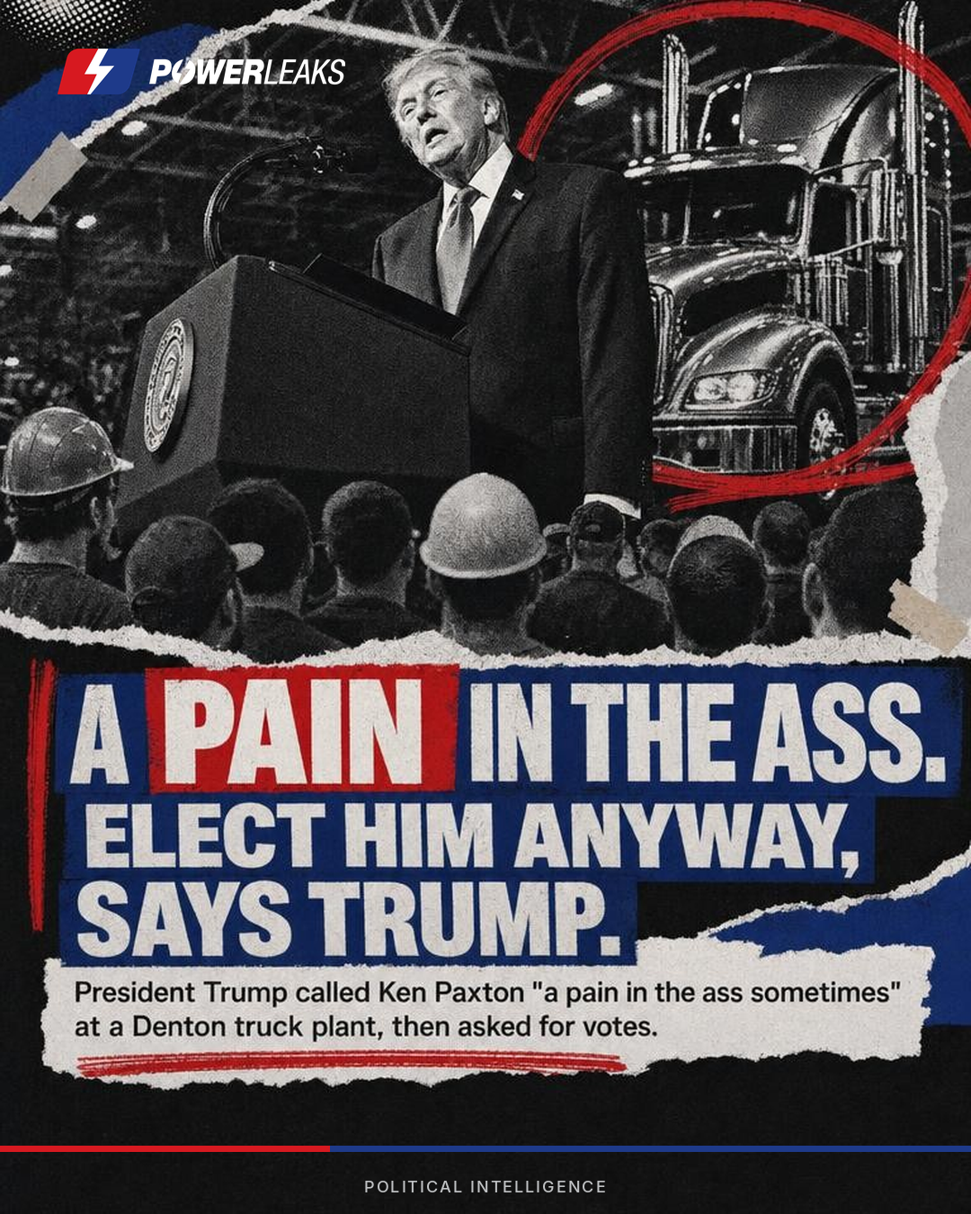 Trump pitches Paxton at Texas truck plant
