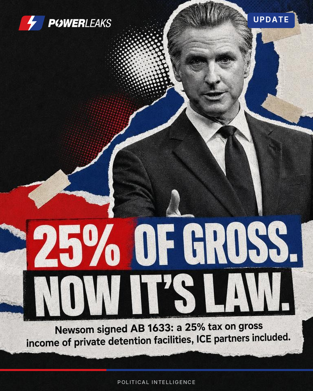 Newsom signs 25% tax on private ICE detention