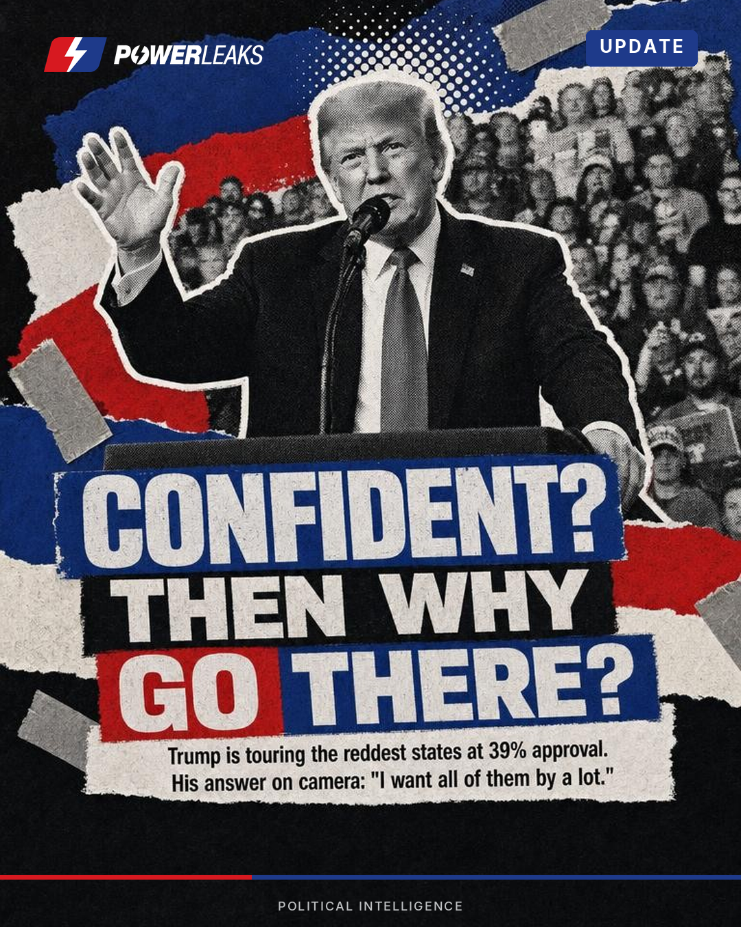 Trump campaigns in deep-red states at 39% approval